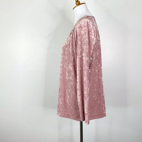 J. Jill Pink Crushed Velvet V-neck Top Sz. M - Picture 4 of 10